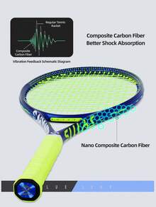 SALYWEE Professional Composite Carbon Fiber Adults Tennis Racket, Shock-Absorbing, Blue And Fluorescent Green Color Combination, Frosted Texture, Ultra-Sticky Handglue For Enhanced Control, Suitable For Offensive Athletes - Blue - View 6