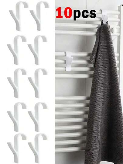 10/5/2个多功能浴室毛巾暖钩，浴袍挂钩，加热元件挂钩，浴室架，衣钩，零配件，圆柱形加热元件衣钩，易于安装的壁挂式衣钩，节省空间，耐用的浴室毛巾暖钩，适用于悬挂浴袍、衣物和毛巾，无需钻孔，也适用于存放发饰、腰带、帽子、宿舍收纳、鞋子、肥皂、浴球等，排水性能良好。