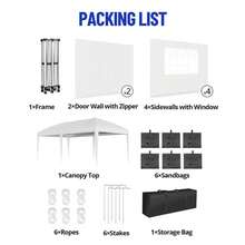 10x10 Pop Up Canopy With 4 Sidewalls, Outdoor Portable Instant Canopy Tent, Waterproof Pop Up Tent, Versatile Gazebo For Camping, Outdoor Parties, Backyard,Beach Activities,White - 白色,帶側簾,10*20英尺 - 查看 6