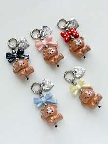 New Arrival Cute Cartoon Kicking Bear, Bow, Heart Shaped Phone Charm, Keychain - Multicolor - View 2