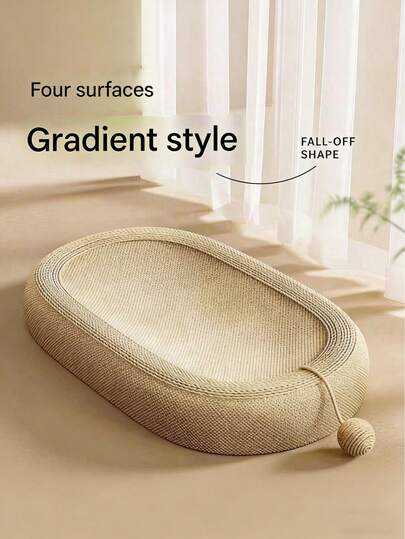 Oval Natural Solid Scratching Board/Cat Bed, Wear-Resistant, Non-Shedding, Durable Scratching, Integrated Natural Solid Scratching Rope, Large Size Scratching Board, Cat Supplies