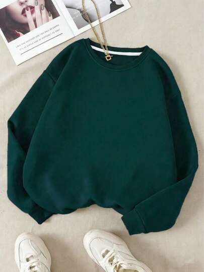 Mujer004 Sudadera de cuello redondo para mujer invierno sudadera de manga larga cómoda suave Prenda cómoda y elegante para el día a día, la camisa azul marino con estilo clásico y comodidad, perfecta para combinaciones versátiles