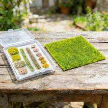 Miniature Static Grass Tufts & Flower Clumps Set For Model Train Diorama, 15x15cm (5.91x5.91in) Artificial Lawn + 1 Box Assorted Color Flower Bushes Kit For Wargaming Terrain, Micro Landscape, Dollhouse Garden, DIY Craft Scenery Building Supplies - Multicolor - View 18