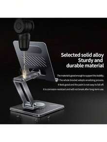 Soporte giratorio dorado para tableta - Soporte ajustable y plegable universal para iPad/, teléfonos y tabletas (uso de escritorio) - Ver 10