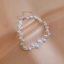 French Vintage Elegant Pearl Woven Necklace, Versatile Clavicle Chain, Niche Necklace Jewelry For Women - 珍珠項鍊 - 查看 4
