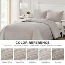 Cream Quilt Queen Size - Damask Ultrasonic Summer Bedspread Queen Soft Lightweight Coverlet Bedding Set 3 Pieces 1 Quilt 2 Pillow Shams - Damasco color crema - Ver 7