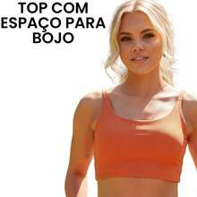 Acqua Bronze Women's Fitness Gym Top With Thin Straps And Elastic Lined, Zero Transparency Essential - 橘色 - 查看 3