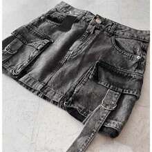 Women's Street Style Denim Mini Skirt, Harajuku Retro Gothic Style, Multi-Pocket Super Short Sexy Mini Skirt. Casual, Simple, Retro, Elegant, And Versatile, Suitable For Commuting, Everyday Wear, Casual Wear, Suitable For Dates, And Perfect For Graduation Season. - 1 - View 7
