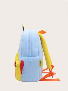 1 pieza Mochila linda de dibujos animados con rover espacial, material de peluche, adecuada para niños y niñas de 2 a 4 años, para uso diario - azul claro - Ver 5