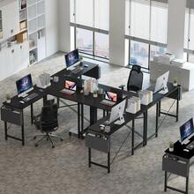 L Shaped Desk, 50-Inch Office Computer Gaming Desks Corner PC Table With Side Bag And Reversible Shelf For Home Work Study Writing Black - 黑色 - 查看 4