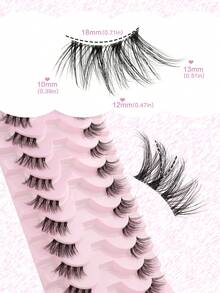 10 Pairs Semi-Transparent False Eyelashes With 3D Faux Mink Lashes, Natural & Soft For Daily Wear And Dates - màu đen - Xem 2