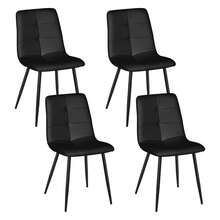 Extendable Dining Table And Chairs Set Of 6, Concrete Effect Rectangular Table With Upholstered Faux Leather Chairs For Dining Room,Kitchen - White Marble Table + 4 Black PU Chairs - View 8