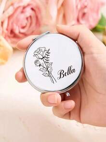 Personalized Small Makeup Mirror, Floral Portable Mirror, Bridesmaid Gift, Wedding Party Thank You Gift, Customized Folding Mirror - Multicolor - View 8