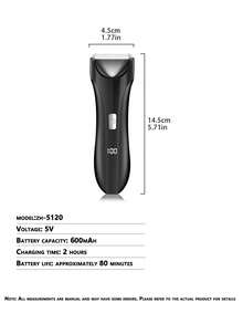 1个USB充电式电动体毛修剪器，男女通用，全身毛发修剪套装，适用于私处和身体毛发，便携式干湿两用剃须刀，适合居家旅行使用。 - 多功能全身剃毛器 - 查看 5