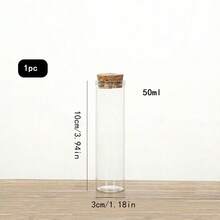 6 chai thủy tinh 50ml có nút gỗ, chai trang trí thủ công tự làm, hũ đựng quà tặng, chai thủy tinh mini - trong suốt - Xem 8