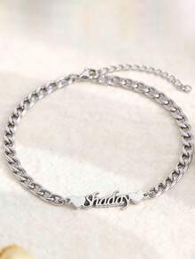 Gelang Kaki Cuban Link 5mm dengan Motif Hati & Kupu-kupu Ganda yang Dapat Disesuaikan, Terbuat dari Baja Tahan Karat, Dapat Diatur, Cocok untuk Wanita, Gelang Kaki Tahan Air & Tahan Pudar, Hadiah Ulang Tahun untuknya - Perak - View 6