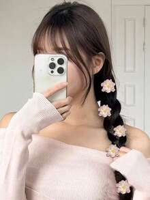 10个/套 女士时尚可爱波西米亚风夏威夷花朵发夹，适合春夏海滩度假，女士发饰，女士礼物，节日旅行 - 彩色 - 查看 3