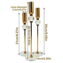 3pcs Elegant Metal & Glass Tall Candle Holders, Modern High Candle Stand, Suitable For Wedding, Party, Birthday, Holiday And Home Decor (Candles Not Included) - Long Crystal Glass Metal Candlestick - View 11