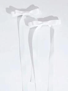 2 chiếc kẹp tóc nơ dài kiểu ballet, phụ kiện cài tóc dễ thương thời trang dành cho nữ, phù hợp cho mọi dịp, mùa hè, kỳ nghỉ, du lịch, phụ kiện đội đầu. - trắng - Xem 4