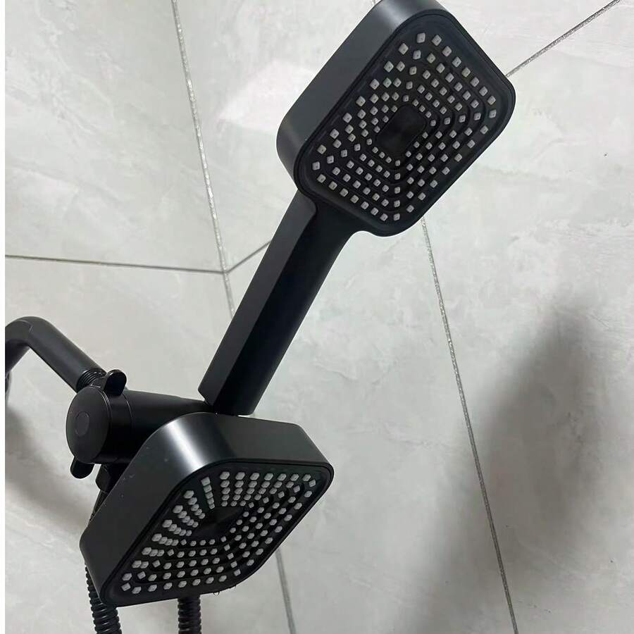 Bộ vòi sen vuông 4 inch kèm van chuyển hướng và ống dẫn nước 2 chức năng - Đen-1 cái - Xem 1