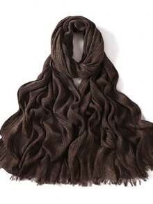 1 pièce Écharpe élégante à bordure en dentelle modale pour femmes, multifonctionnelle, hijab élégant, châle respirant, peut être utilisé comme serviette de plage, foulard de tête, protection solaire, convient pour la plage d'été, les vacances et le port quotidien, pour toutes les saisons. - Multicolore - Voir 13