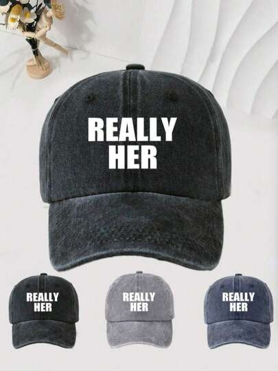 Mũ lưỡi trai in chữ "Really Her", kiểu dáng retro đường phố, mũ chống nắng ngoài trời, mũ che nắng thoáng khí, thích hợp cho chạy bộ, câu cá, thể thao ngoài trời, quà tặng Ngày của Mẹ.