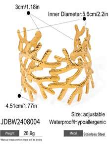 1pc Vintage Exaggerated Coral Textured Bracelet, Beach Holiday Accessory - Coral - View 5