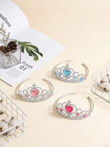 心形水晶雪公主皇冠发箍，生日派对头饰，节日活动角色扮演道具发箍，发饰 - 彩色 - 查看 2