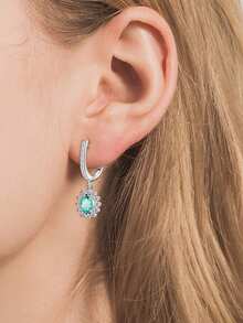 纯银防过敏女士耳环，镶嵌立方氧化锆，向日葵耳环，时尚精致耳环，生日礼物 - 銀色 - 查看 2