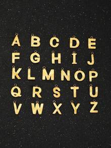 2 Stück/Set minimalistischer goldener Edelstahl Buchstaben Anhänger Halskette, modisches Schmuckzubehör, Straßenschmuck, Geschenke, Accessoires, Souvenirs, Urlaubsaccessoires - Gold - Übersicht 5
