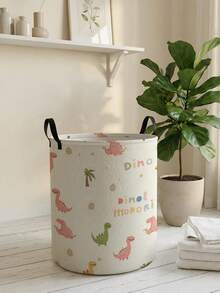 1个卡通恐龙图案可折叠圆形收纳篮，带提手，大容量多用途收纳箱，适用于婴儿房、尿布、衣物、玩具等收纳整理。 - 彩色 - 查看 12