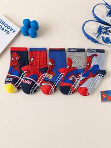 5 Pairs Kids Themed Socks, Including Girls' Over-The-Knee Socks, Boys' Breathable Anti-Slip Cartoon Socks, And Children's Non-Slip Indoor/Sports Socks, Marvel Socks - Multicolor - View 12