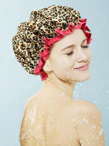 1pc Shower Cap For Women, Elastic And Reusable, Hair Bath Caps, Double Waterproof Layers Bathing Hat - Multicolor - View 7