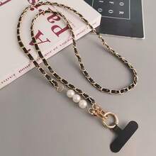 1pc Multi-Function Phone Lanyard With Longer Strap Suitable For Neck And Shoulder, Designed For Women, Includes Pearl Decor Chain, Phone Pendant - Multicolor - View 8