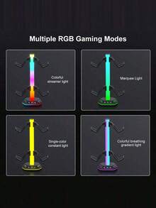 RGB 4-In-1 Controller & Headset Stand, Slow Charging USB Type-C Port, Multi-Mode LED Gaming Lights, USB Powered (No Battery), ABS Desktop Organizer, Only Compatible With Standard Game Controllers And Headsets, Accessories Not Included - View 4