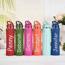 Customized Text LOGO Stainless Steel Water Bottle, Personalized Insulated Portable Sports Water Cup With Name, Leak-Proof Sealed Design, Perfect For Back To School Season Gift, Birthday Gift, Personalized Gift, Cupholder Friendly - Multicolor - View 3