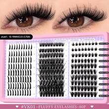 VELTRINAY 210/220/240/250 Miếng Mi Giả Tự Làm 3 Kiểu Mi Giả Riêng Lông Dung Tích Lớn Mi Giả Dài 10-19mm Độ Dài Hỗn Hợp Mi D-Curl Mi Cụm Mi Mỏng Xù Mi Chéo Mi Cụm Mi Dày Xù Dụng Cụ Trang Điểm Nối Mi Phù Hợp Cho Nhiều Dịp Khác Nhau - Xem 12