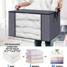 1/2/3/6/10pcs Capacity Clothing & Quilt Storage Bag With Transparent Window, Non-Woven Fabric Wardrobe Dust-Proof Foldable Storage Bag, Necessary For Home & Dorm, Christmas Storage Basket, Gift Basket, Storage Box, Large Storage Box, Cute Gift Basket, Felt Creative Desktop Storage Box - Grey - View 20