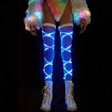 2 PCS Sparkling LED Light Up Leg Wraps For Women, Twinkling Luminous Garter Set Professional Performance Props, Flashing Neon Leggings For 2026 Spring Music Festival & Easter Party Accessories - LED Leg Wraps - View 4