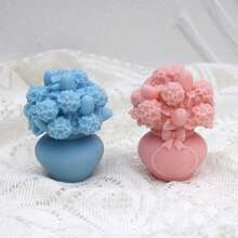 3D玫瑰绣球花瓶香薰蜡烛硅胶模具 DIY郁金香花束香薰石膏环氧树脂模具 - 家居装饰佳品，易于清洁 - 花 - 查看 3