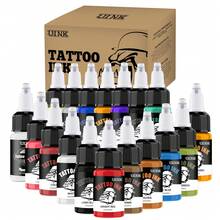 DQFART 7pcs/18pcs Tattoo Ink Set, 2/3 Oz (20ml), Professional Tattoo Ink, Long-Lasting Vibrant Colors, Sterile Pigments, Suitable For Outlining And Coloring, Smooth And Even Application, Ideal For Tattoo Artists - Multicolor - View 2