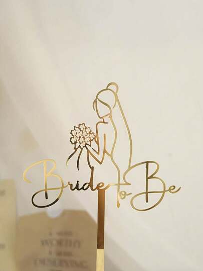 1 pieza Elegante Tope de Pastel de Novia - Decoración para Boda, Aniversario, Despedida de Soltera - Silueta de Novia con Acentos Florales - Decoración de Pastel de Acrílico Durable para Fiesta de Soltera, Cumpleaños - No Requiere Ensamblaje, Regalos para Damas de Honor, Diseño Sofisticado