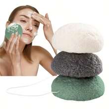 3pcs New Activated Charcoal & Konjac Face Sponge Set, Deep Cleansing & Exfoliating, Suitable For Oily, Dry & Sensitive Skin, Natural Facial Cleansing Tool - Multicolor - View 8
