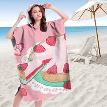 1 chiếc khăn tắm biển bằng sợi microfiber họa tiết bánh dâu tây, nhiều kích cỡ khác nhau. Hoàn hảo cho gia đình, chị em gái và bạn thân trong những kỳ nghỉ biển mùa xuân và mùa hè, du lịch và những ngày hè mát mẻ. Thiết kế dễ thương, ngọt ngào, lý tưởng để sử dụng ở bãi biển và khi đi du lịch. - A - Xem 4