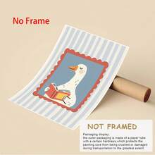 1pc Silly Goose Reading Book Nursery Canvas Wall Art,Baby Room Decoration, Poster Blue Cute Funny Animal Boho Wall Art Print Minimalist Kids Posters For Room, Nursery Decor, Room Decor Painting For Playroom,Living Room,Bedroom,Modern Home Decoration, Home Decor,Room Decor Aesthetic, Wall Decor, Bedroom Decor,Optional Frame. - Multicolor - View 4