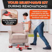 Furniture Lifter Tool Set 1 Lever + 4PCS Sliders - 360° Rotatable Wheels 220 Lbs(100kg) Heavy Duty - Non-Scratch Furniture Moving Sliders For Hardwood Floors Sofa Refrigerator Home Improvement Tools - Multicolor - View 10