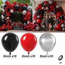 116Pcs Red Black Balloon Arch Garland Kit,With Latex Silver Metallic Balloon Set For Birthday Baby Shower Engagement Movie Night Graduation Anniversary Valentines Day Party Decor. - Multicolor - View 10