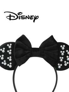 Disney 1pc Elegant Black Pearl Bow Headband, Party Decoration Hair Accessory, Suitable For Holidays, Festivals, Parties - Black - View 6