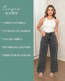 Women's Wide Leg Jeans 100% Premium Thick Fabric Women's Jeans - 灰色 - 查看 5