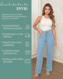 Women's Wide Leg Jeans, High Waist, Marbled, No Lycra, Premium, Sophisticated, Comfortable, Elegant - 淺色水洗藍 - 查看 8